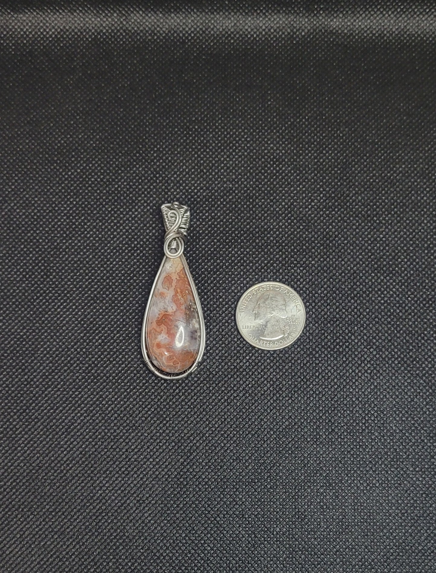 Red Crazy Lace Wire Wrapped Pendant