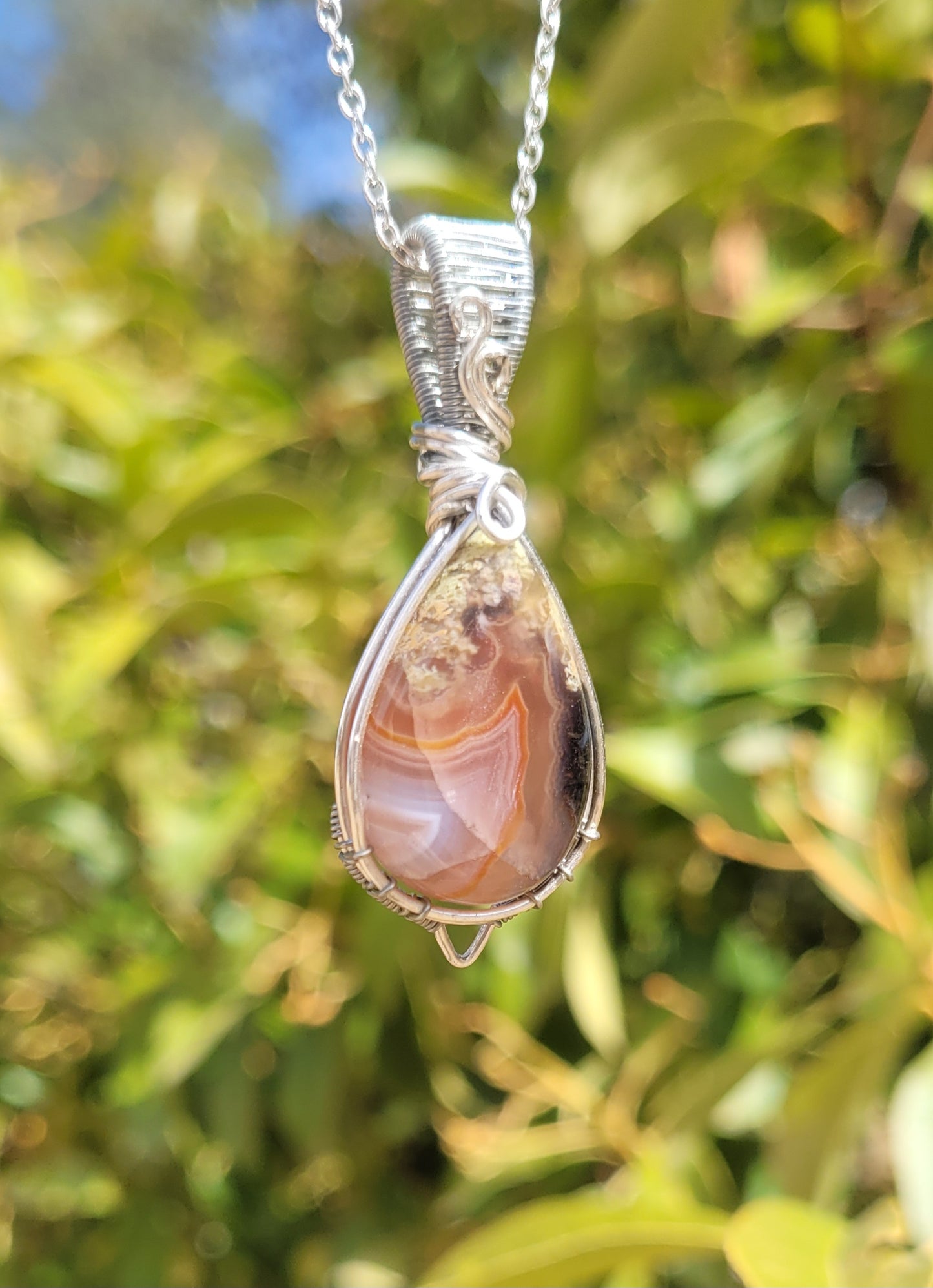 Laguna Agate Wire Wrapped Pendant