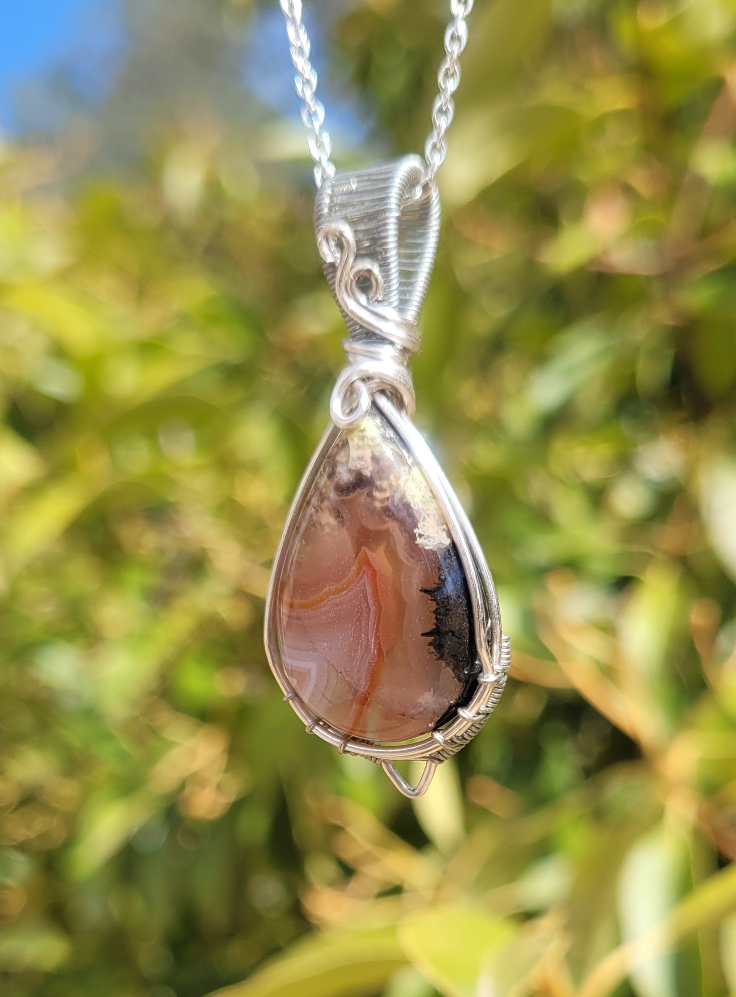 Laguna Agate Wire Wrapped Pendant