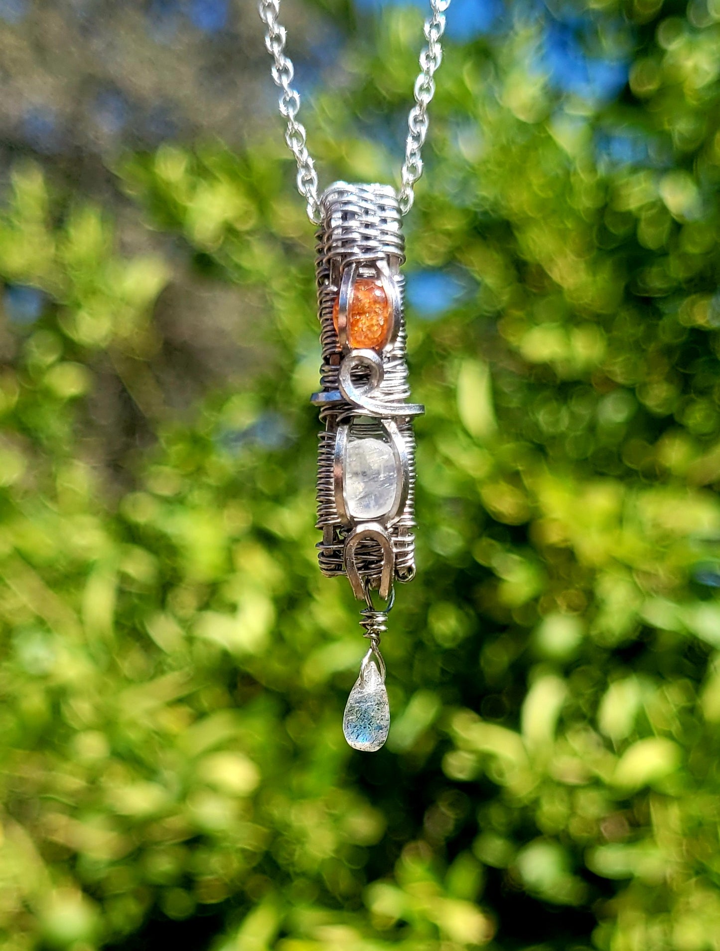 Sun, Moon, Rain Wire Wrapped Pendant
