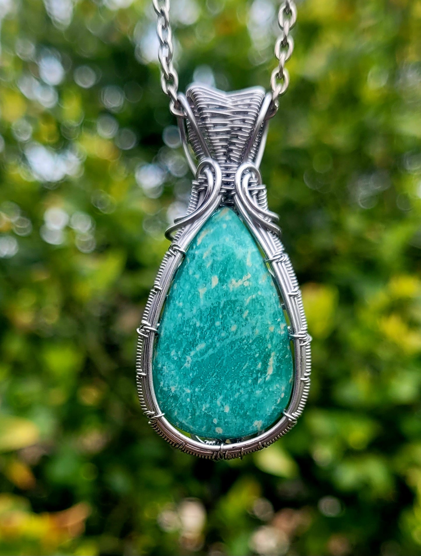 Amazonite Wire Wrapped Pendant