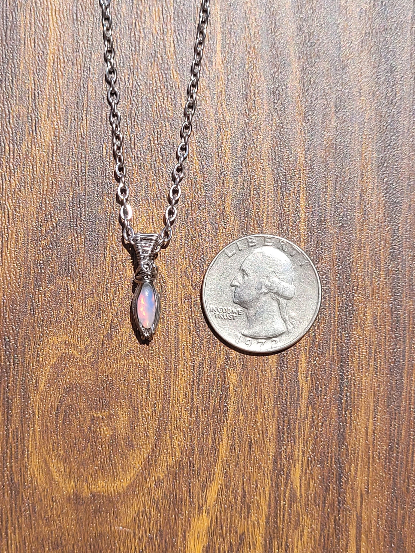 Mini Opal Wire Wrapped Pendant