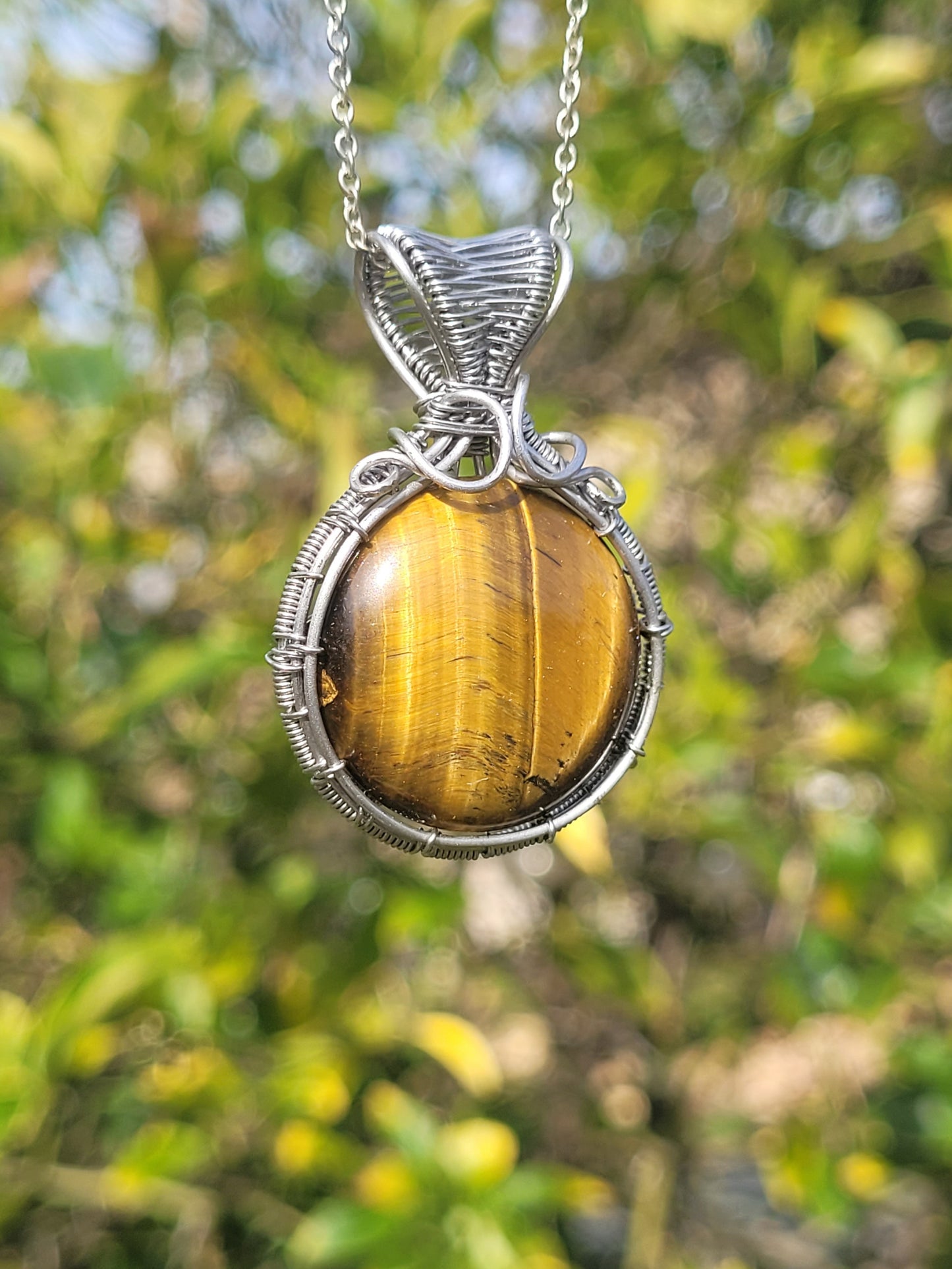 Tiger Eye Wire Wrapped Pendant