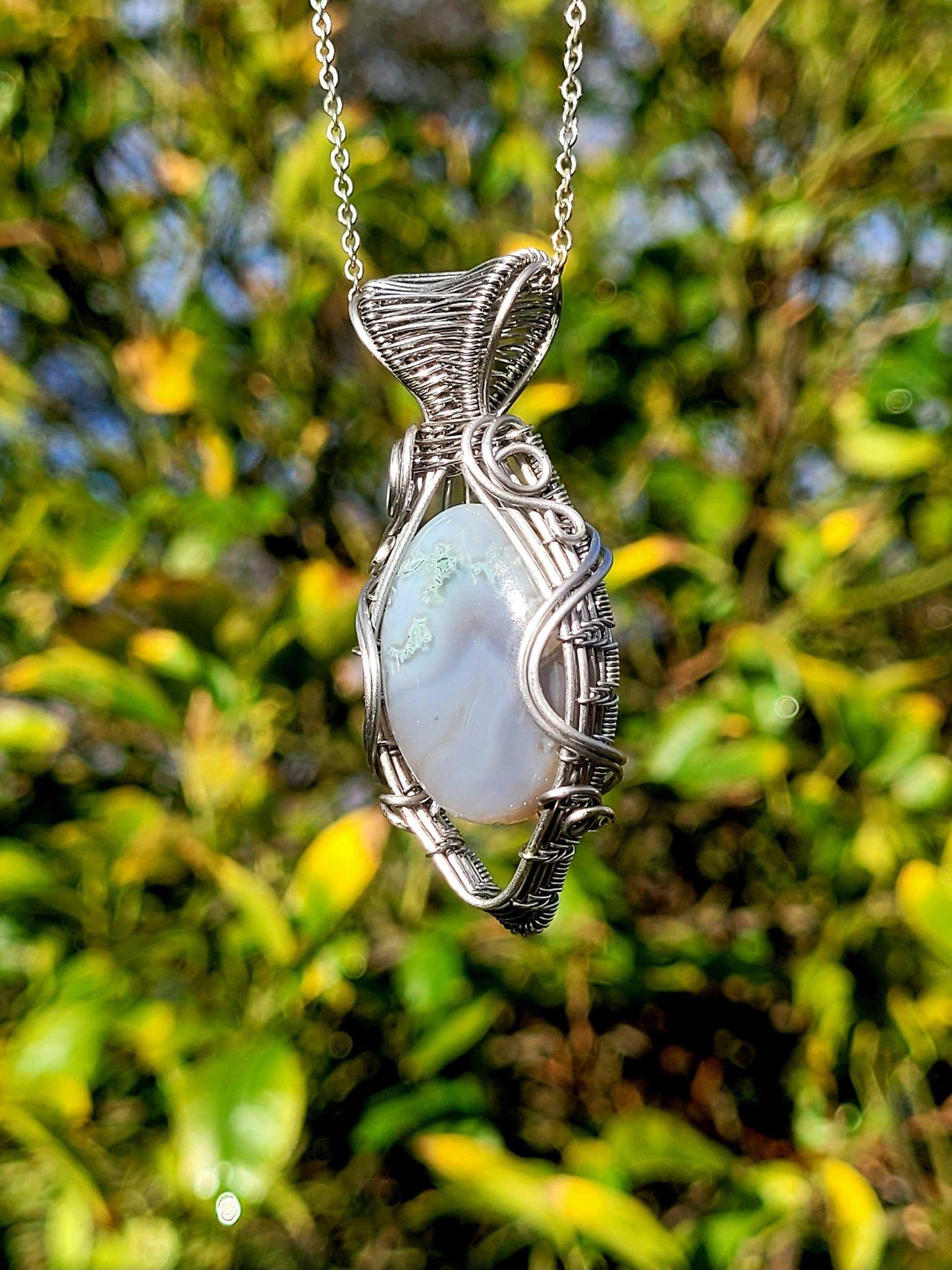 Moss Agate Wire Wrapped Pendant