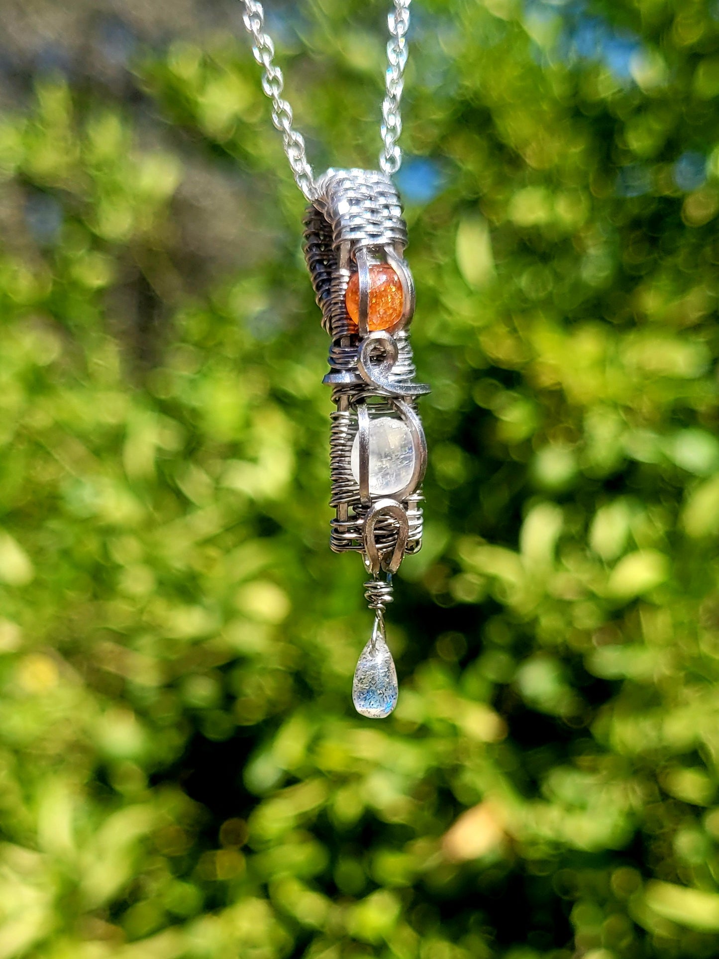 Sun, Moon, Rain Wire Wrapped Pendant
