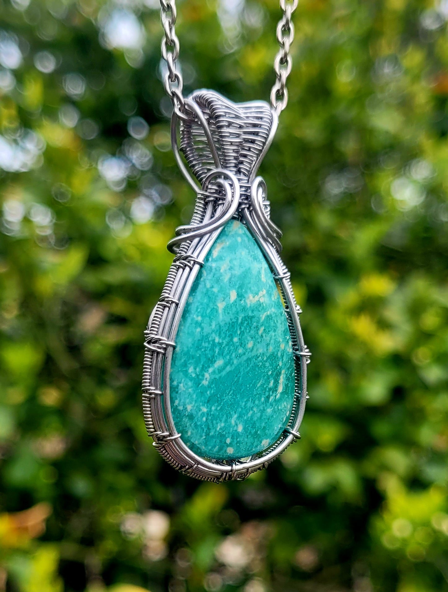 Amazonite Wire Wrapped Pendant