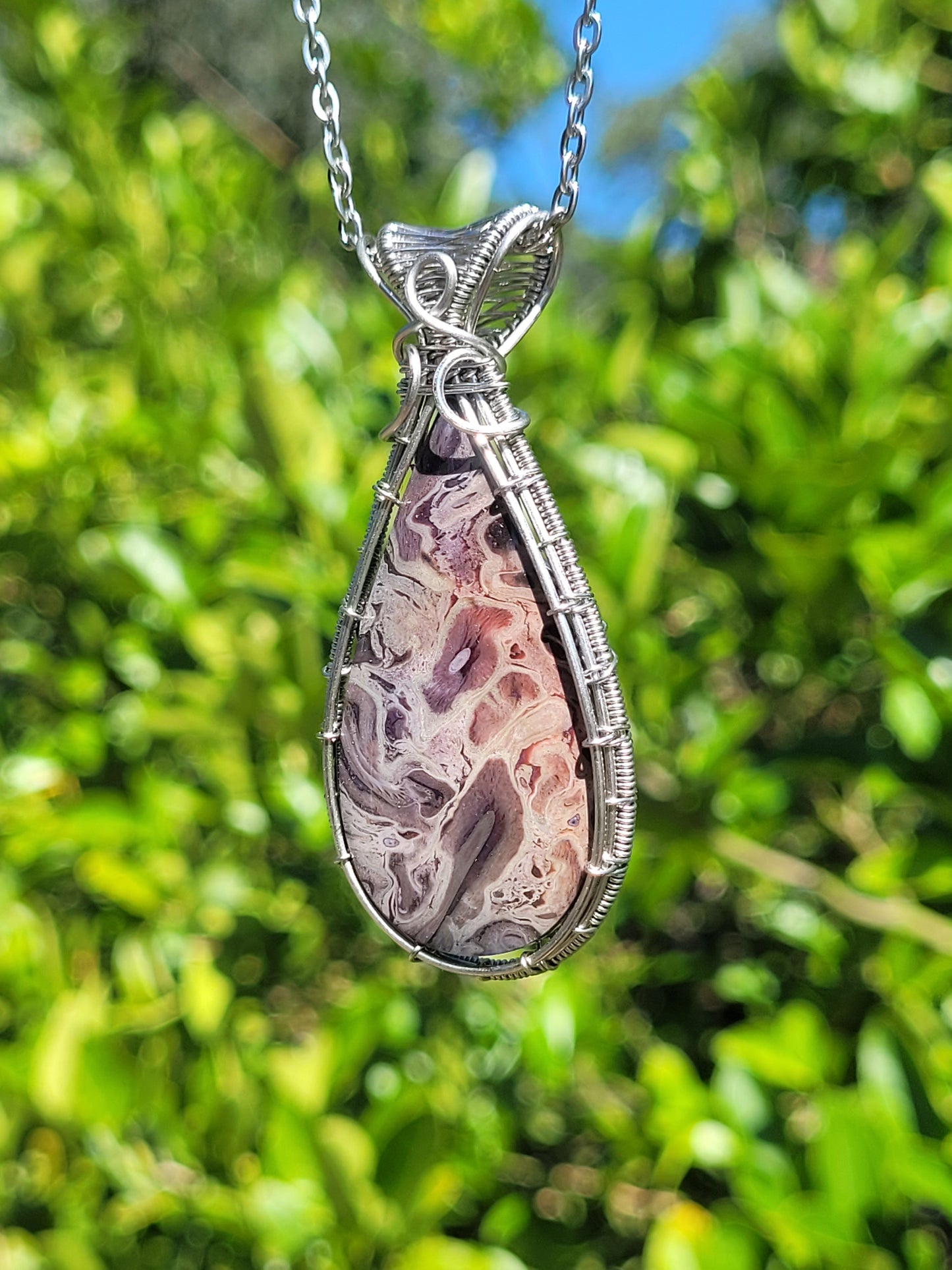 Fossil Palm Root Wire Wrapped Pendant