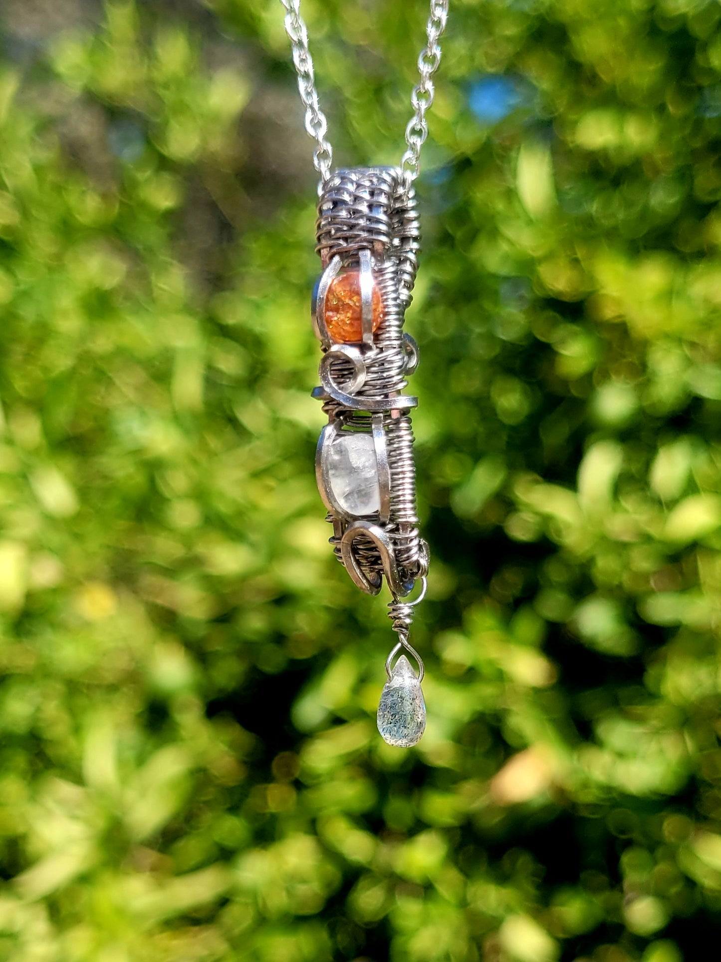 Sun, Moon, Rain Wire Wrapped Pendant