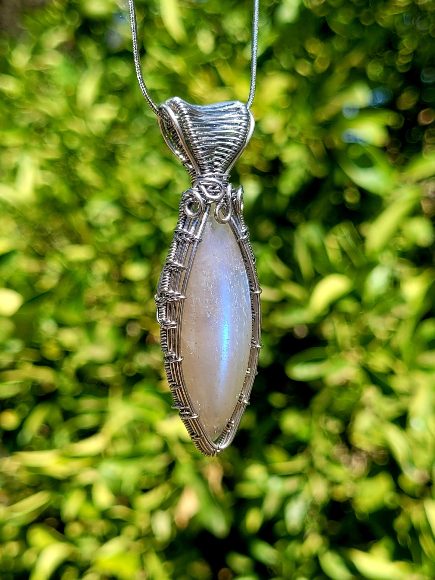 Belomorite Moonstone Wire Wrapped Pendant