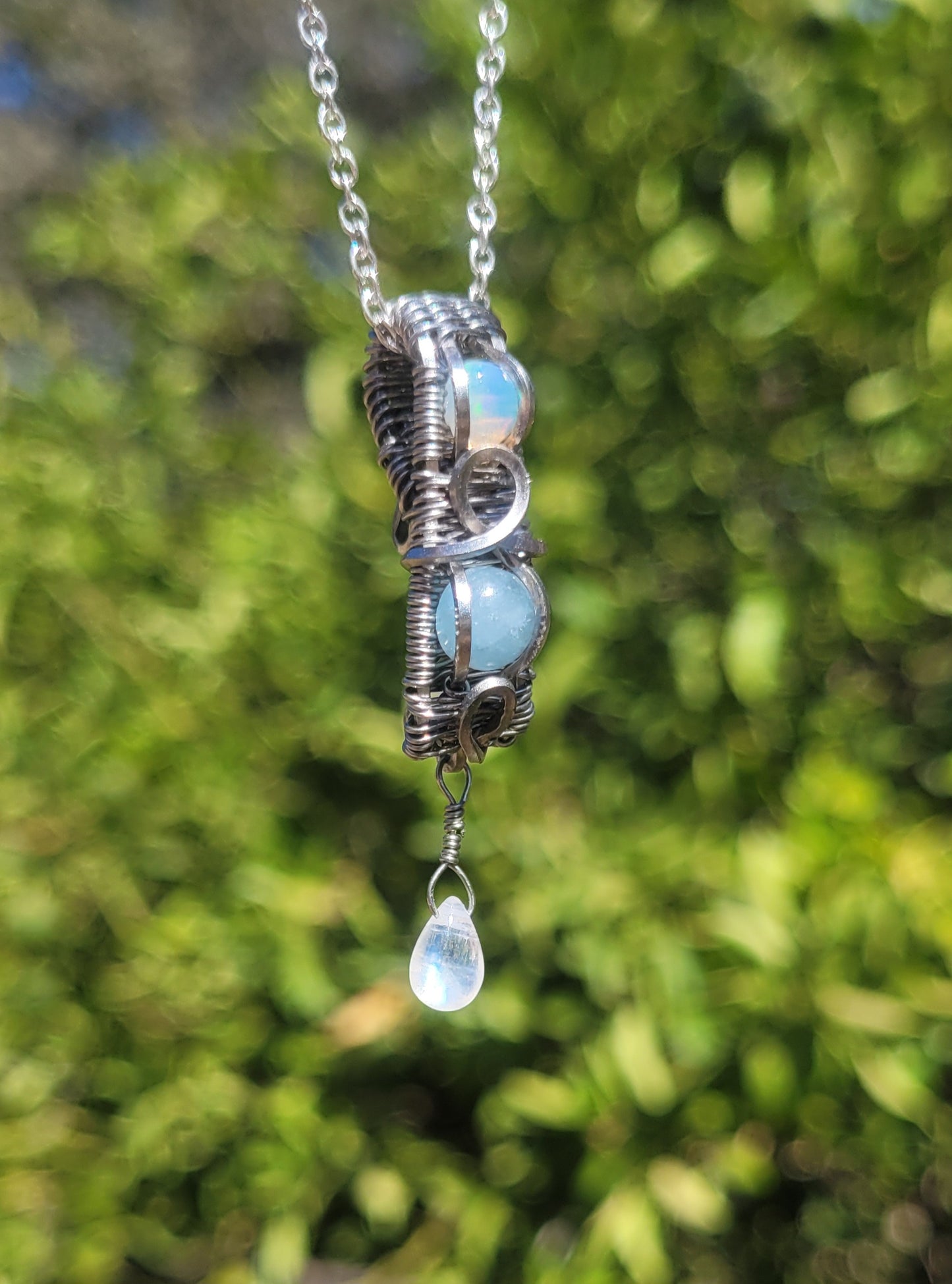 Passion, Peace, Intuition Wire Wrapped Pendant