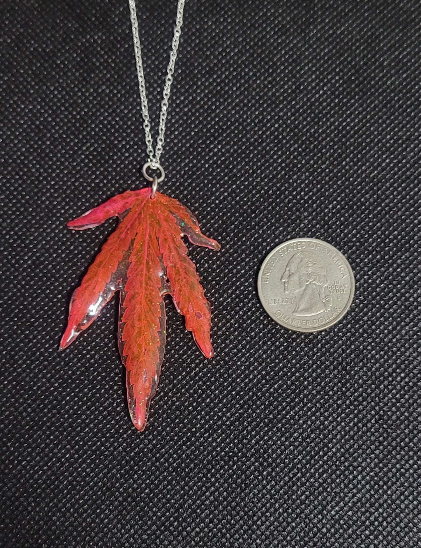 Dyed and Preserved Cannabis Leaf Pendant