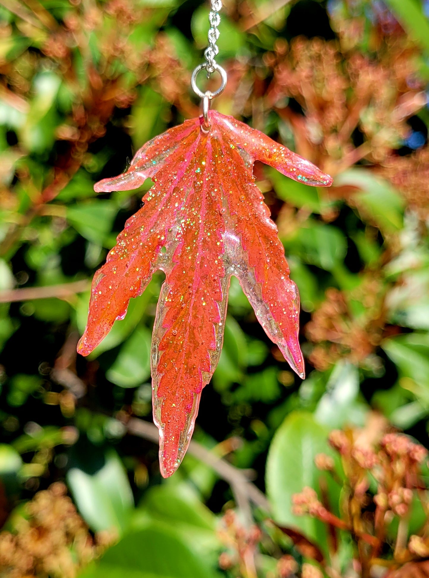 Dyed and Preserved Cannabis Leaf Pendant