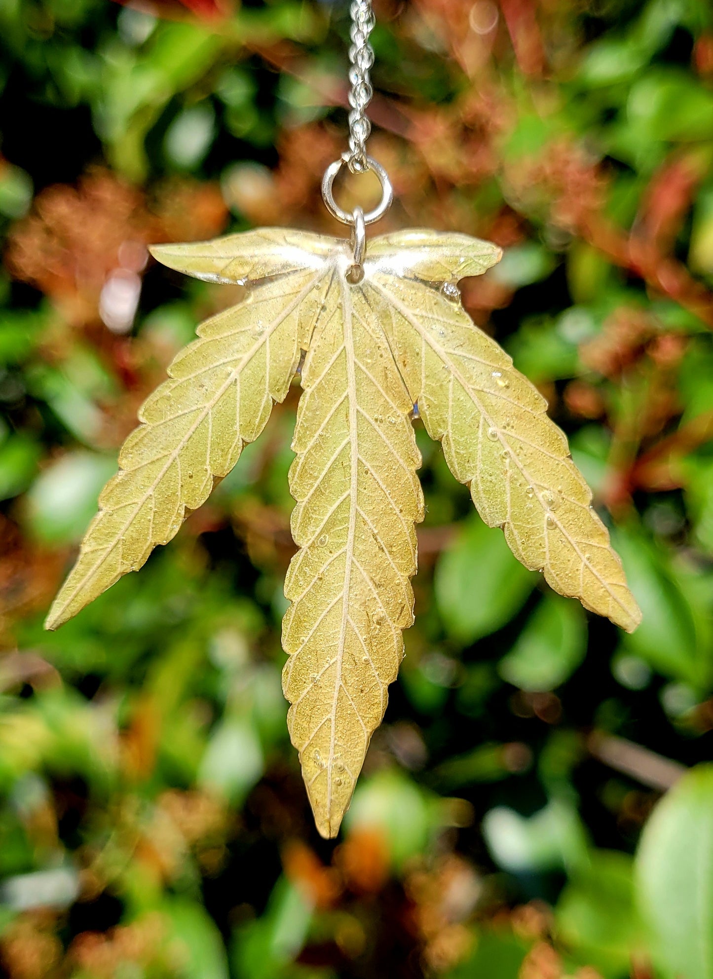 Preserved Cannabis Leaf Pendant