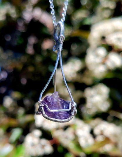 Fluorite Sleepy Kitty + Glass Butterfly Pendant