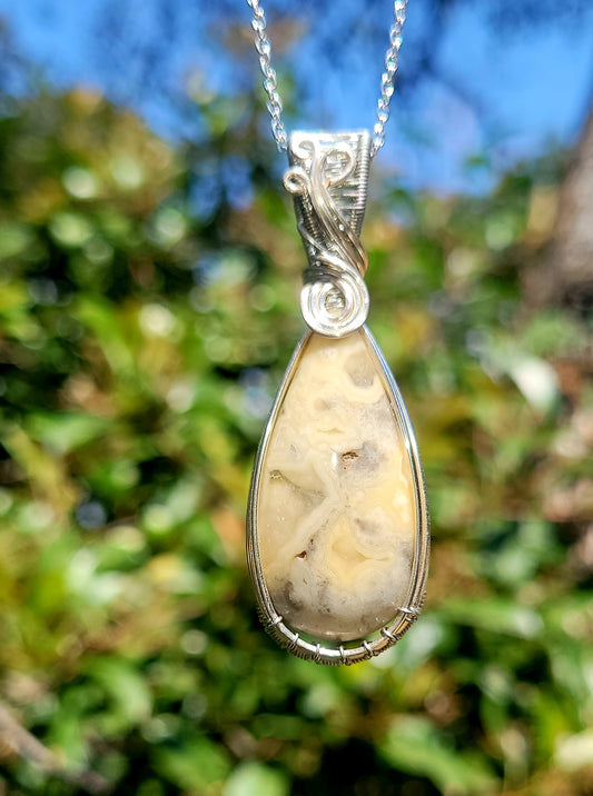 Crazy Lace Agate Wire Wrapped Pendant