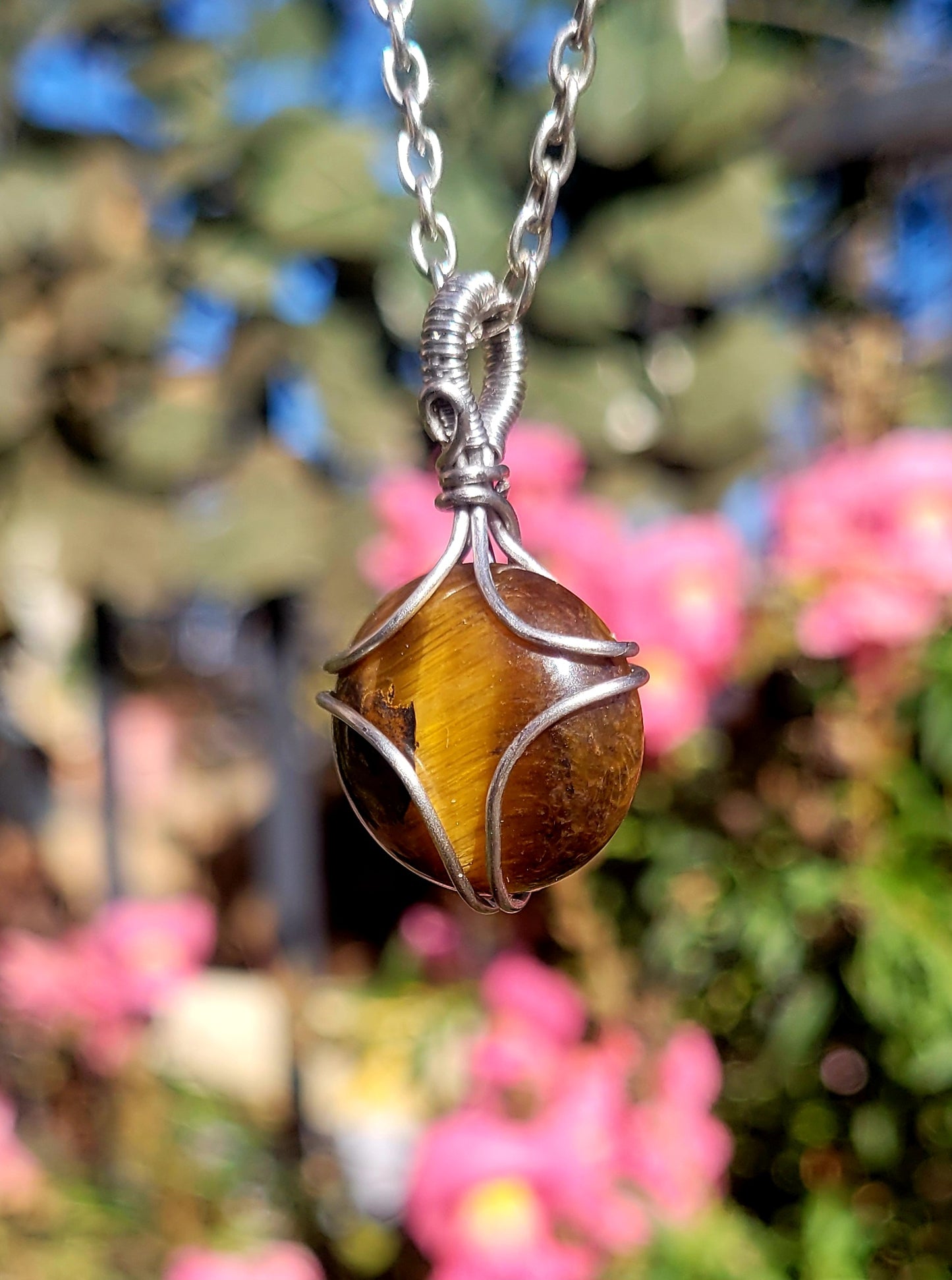 Tiger Eye Wire Wrapped Pendant