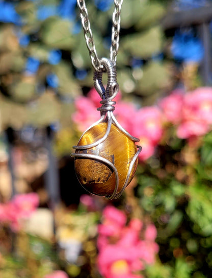 Tiger Eye Wire Wrapped Pendant