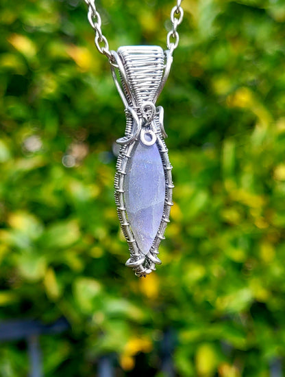 Purple Labradorite Wire Wrapped Pendant