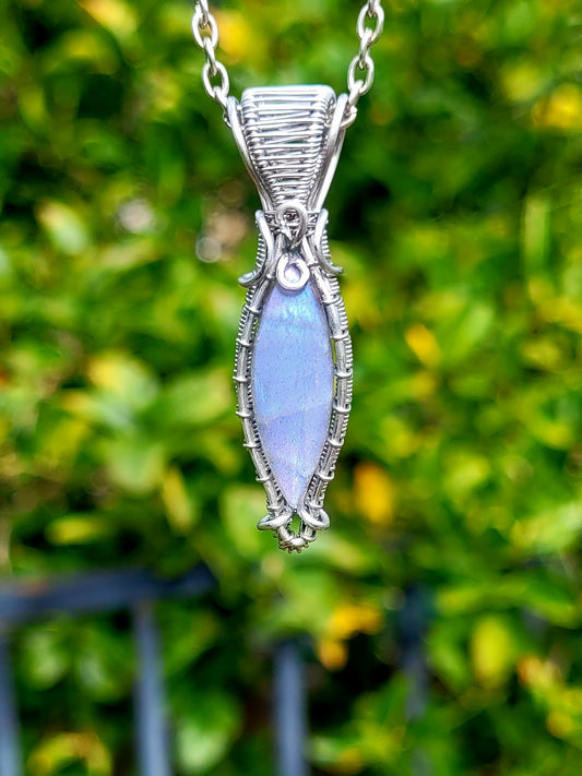 Purple Labradorite Wire Wrapped Pendant