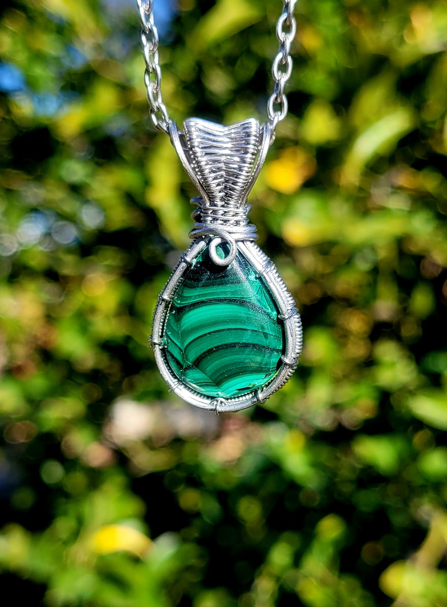 Malachite Wire Wrapped Pendant