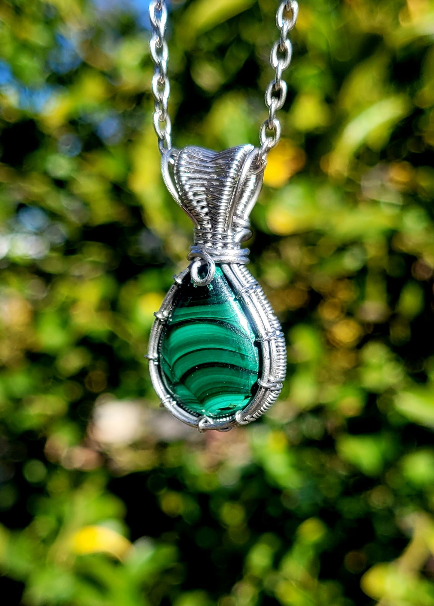 Malachite Wire Wrapped Pendant