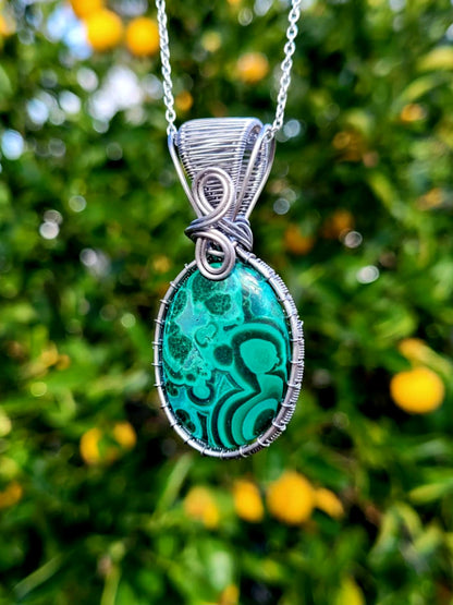 Malachite Wire Wrapped Pendant