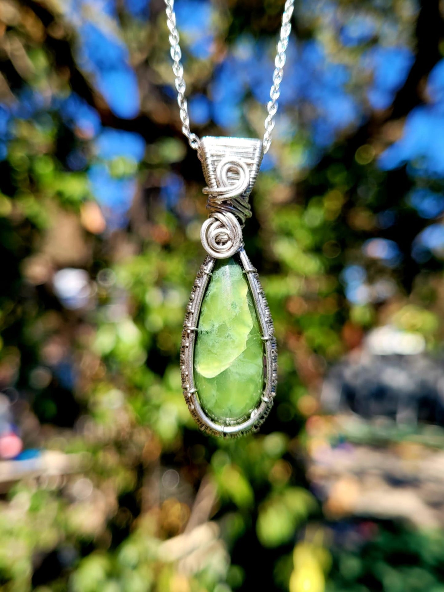 Serpentine Wire Wrapped Pendant