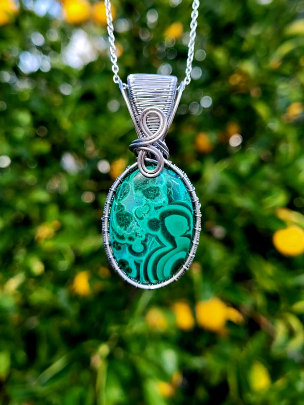 Malachite Wire Wrapped Pendant