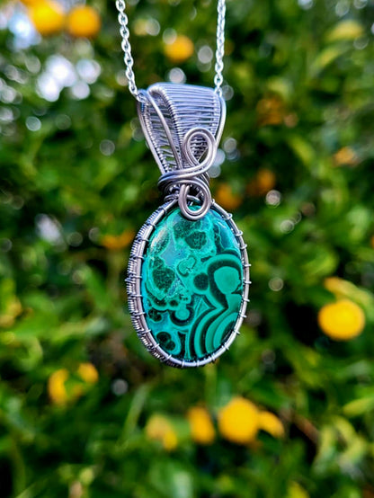 Malachite Wire Wrapped Pendant