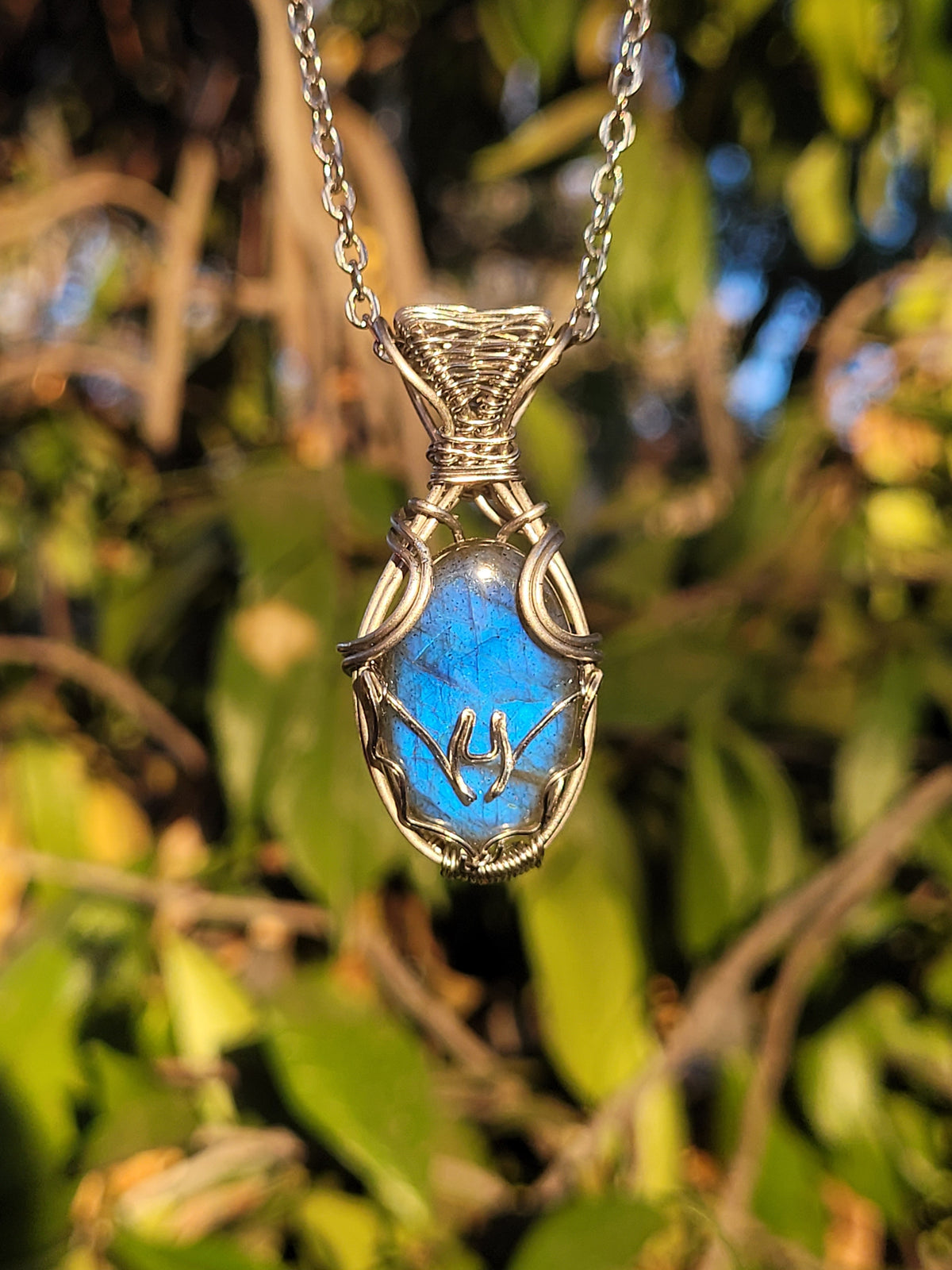 Blue Labradorite Bat Pendant