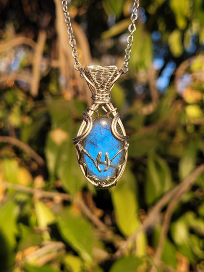 Blue Labradorite Bat Pendant