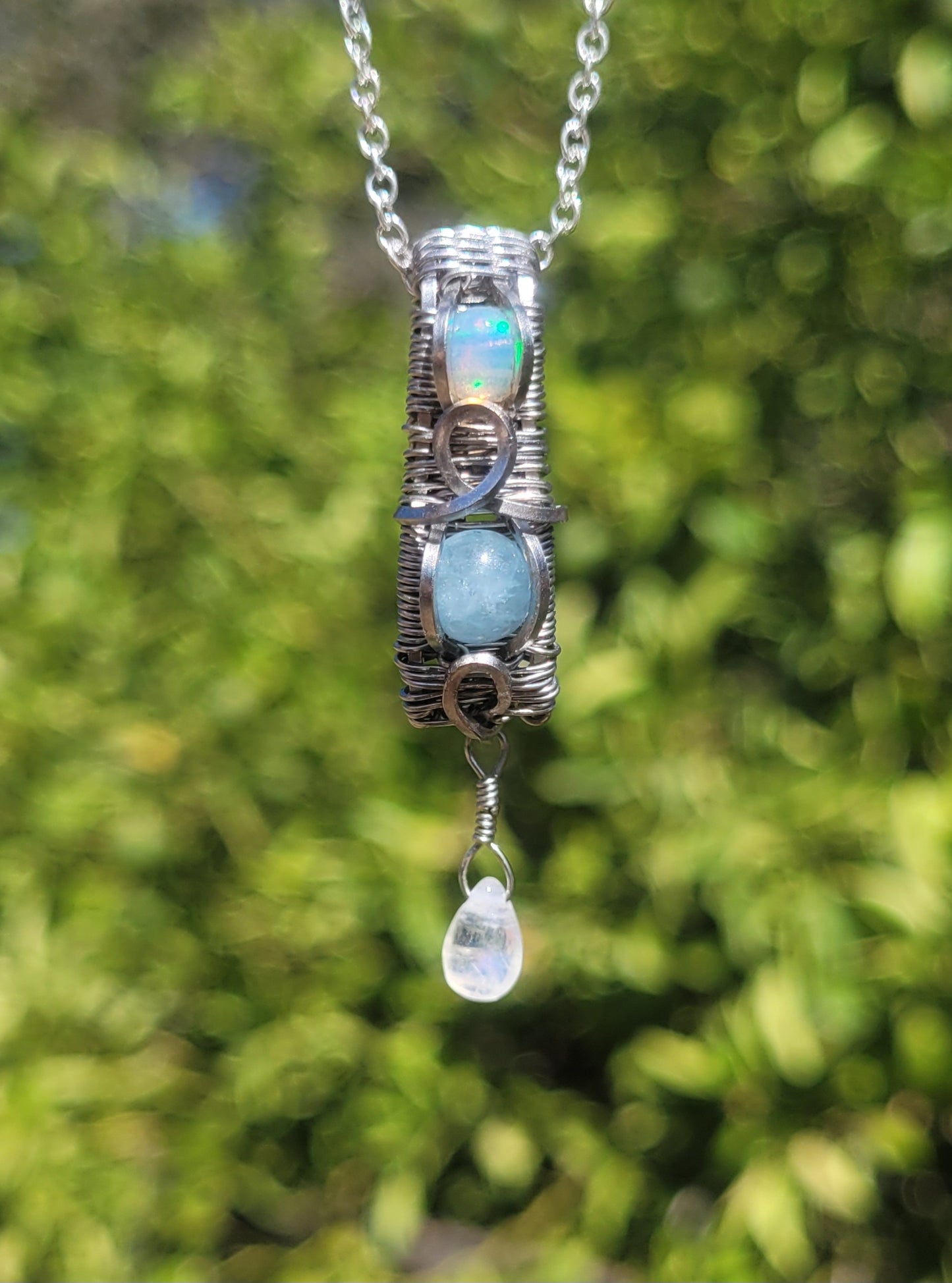 Passion, Peace, Intuition Wire Wrapped Pendant