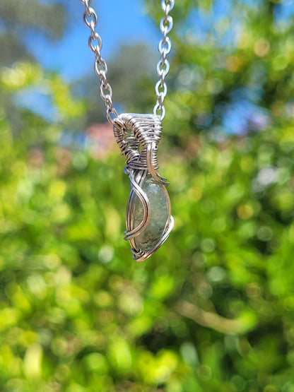 Mini Moss Agate Wire Wrapped Pendant
