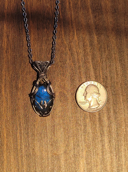 Blue Labradorite Bat Pendant