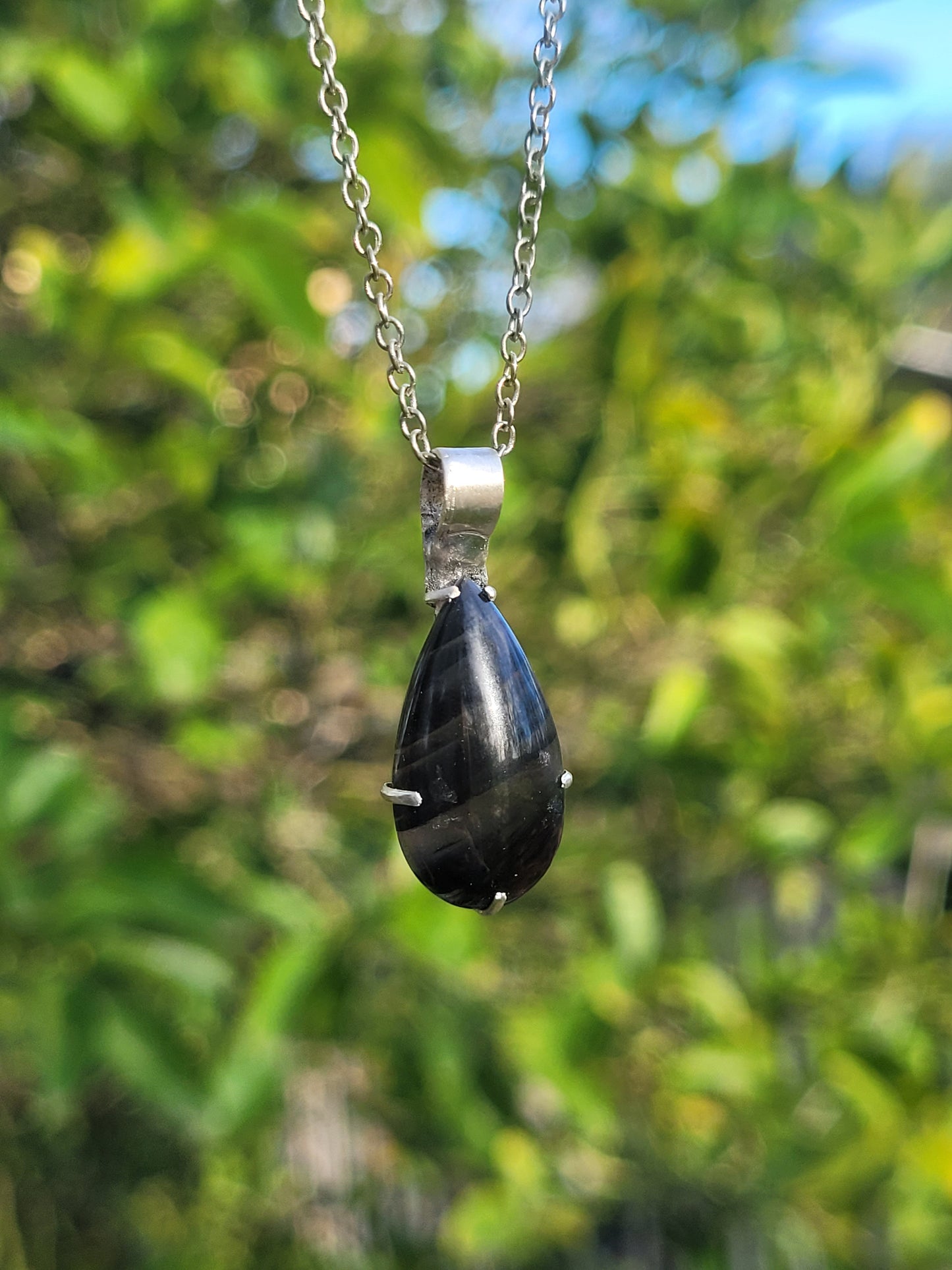Midnight Lace Obsidian Silversmithed Pendant