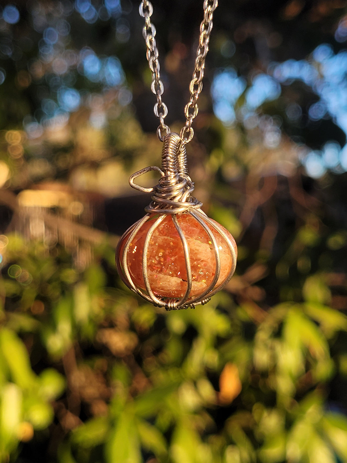 Sunstone Pumpkin Pendant