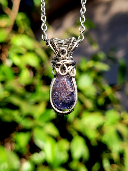 Sunstone Iolite Wire Wrapped Pendant