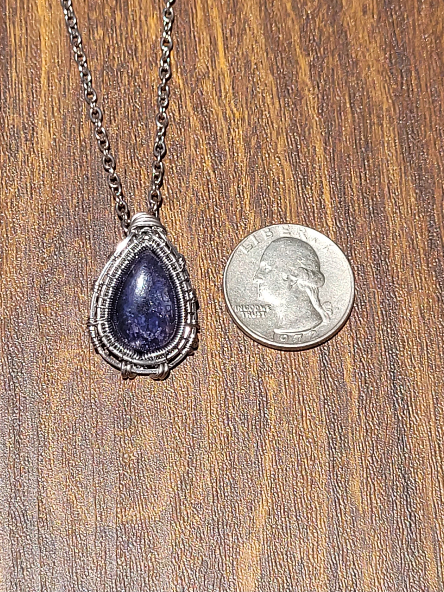 Sunstone Iolite Wire Wrapped Pendant