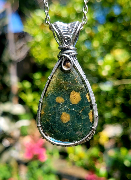 Ocean Jasper Wire Wrapped Pendant