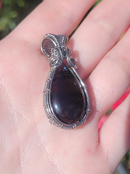 RARE Fire Obsidian Wire Wrapped Pendant