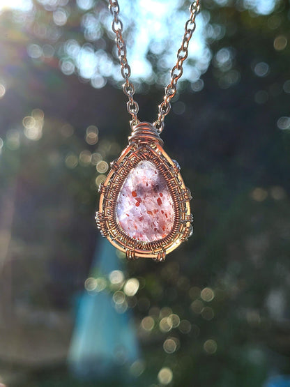 Sunstone Iolite Wire Wrapped Pendant