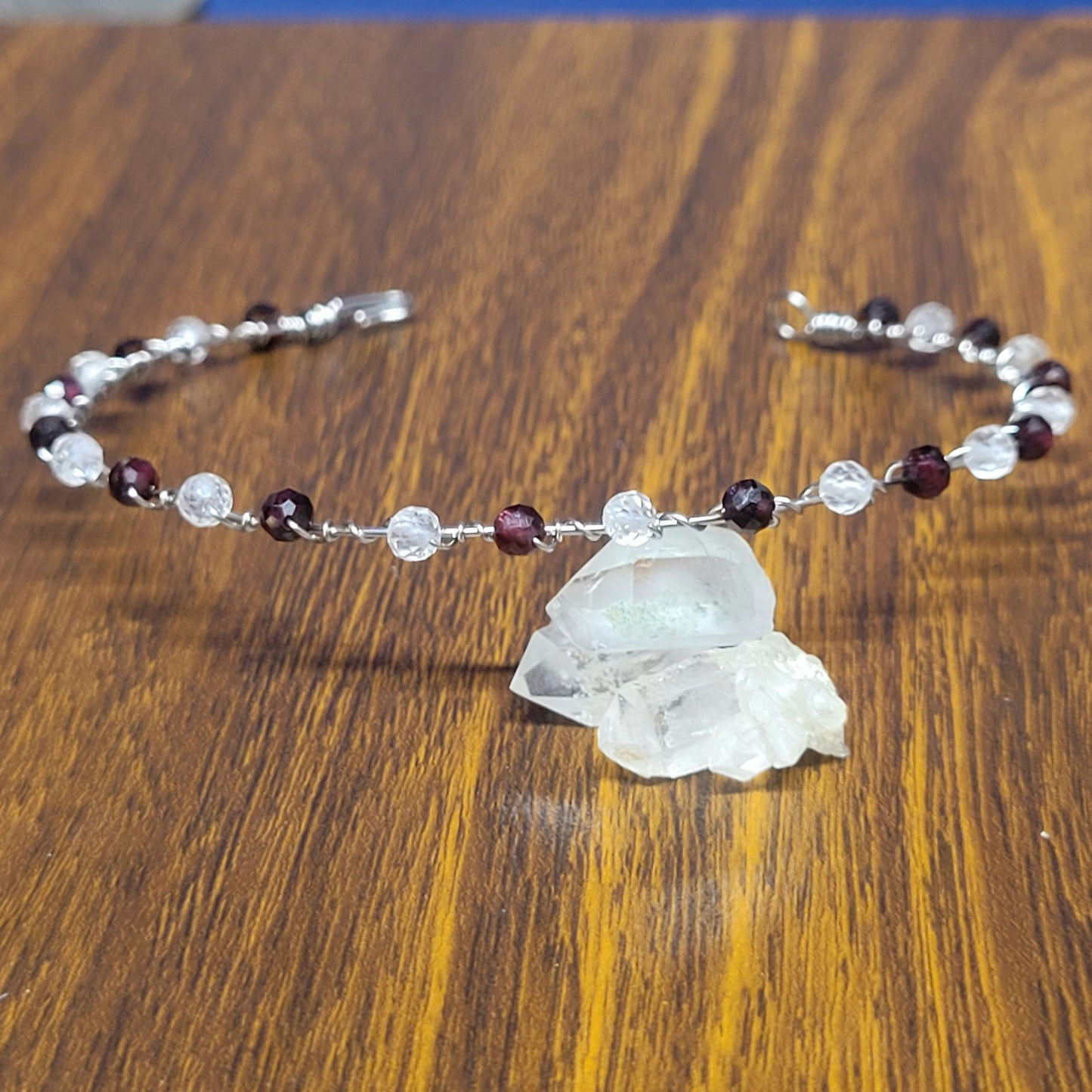 Garnet + Clear Quartz Bracelet