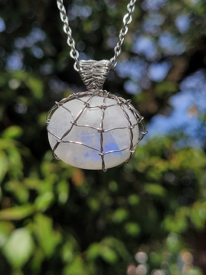 Moonstone Spiderweb Pendant