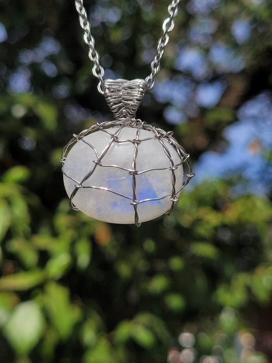 Moonstone Spiderweb Pendant