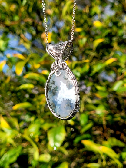 Moss Agate Wire Wrapped Pendant