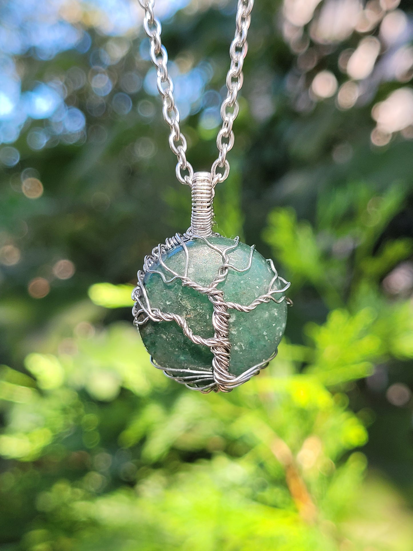 Green Aventurine Tree Pendant