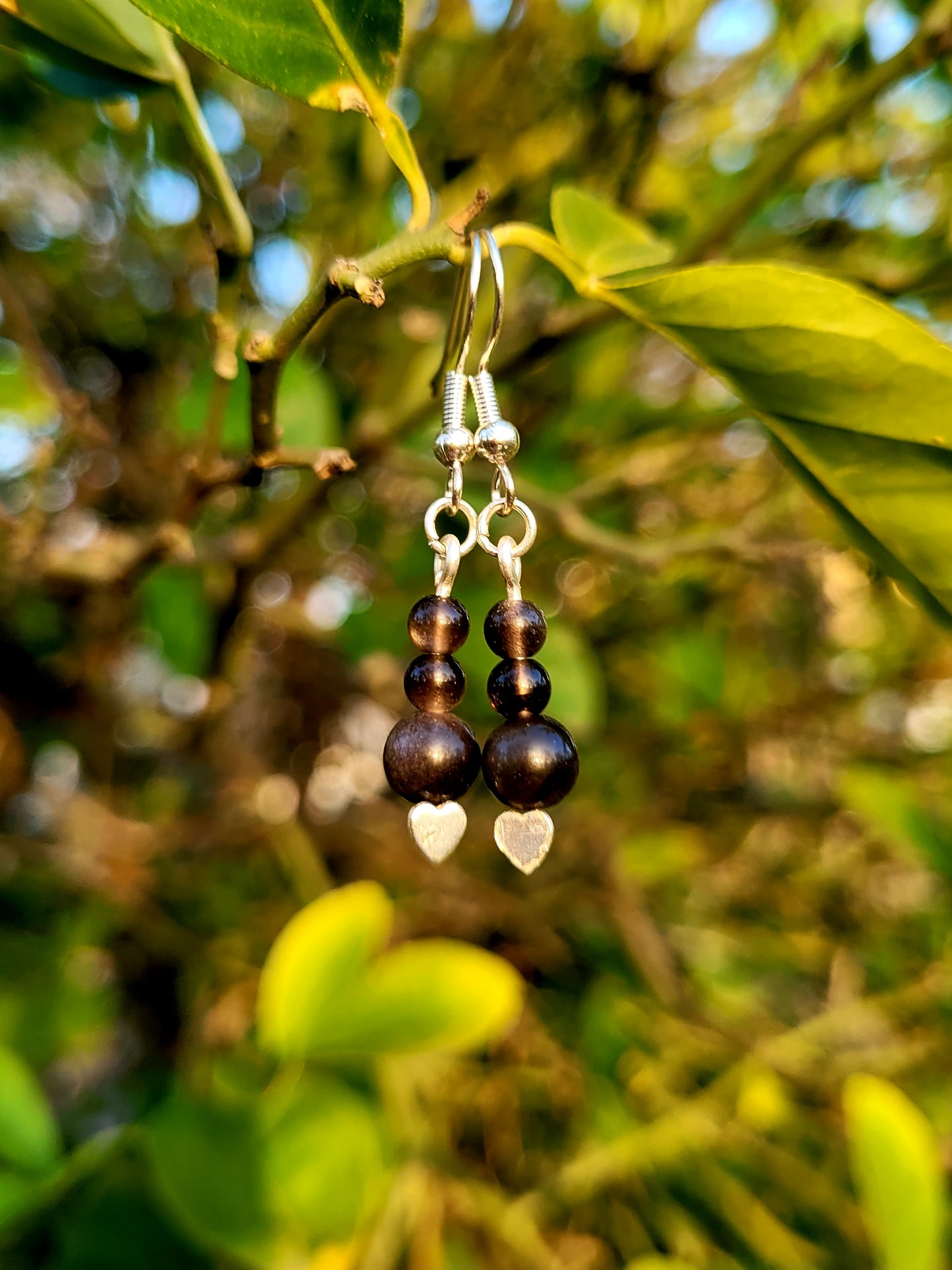 Silver Sheen Obsidian Earrings