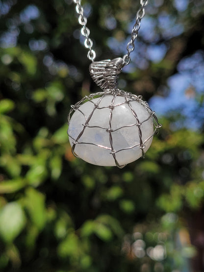Moonstone Spiderweb Pendant