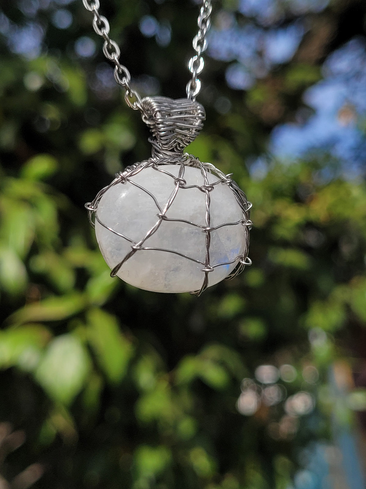 Moonstone Spiderweb Pendant
