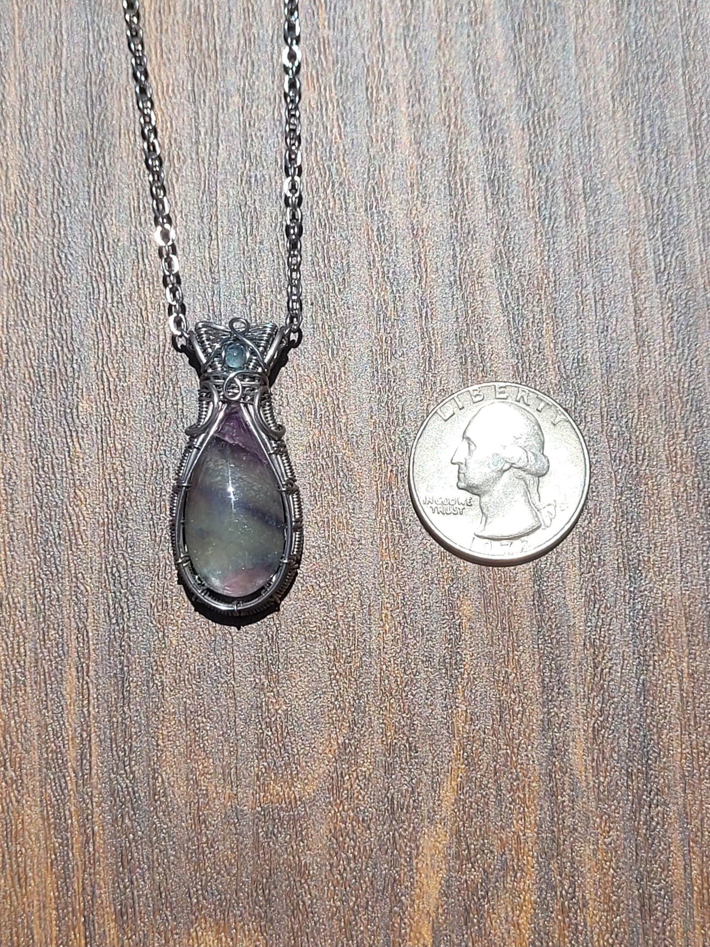 Fluorite + Aquamarine Pendant